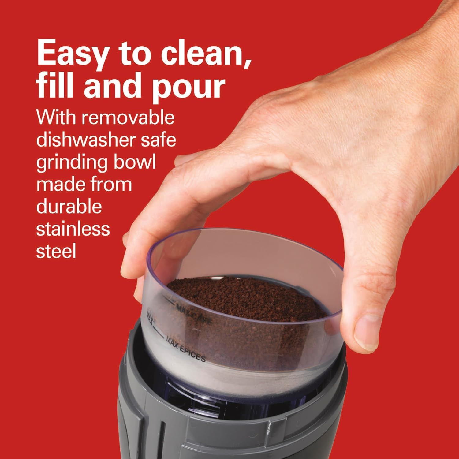 Fresh Grind Electric Coffee Grinder for Beans, Spices and More, Stainless Steel Blades, Removable Chamber, Makes up to 12 Cups, Black