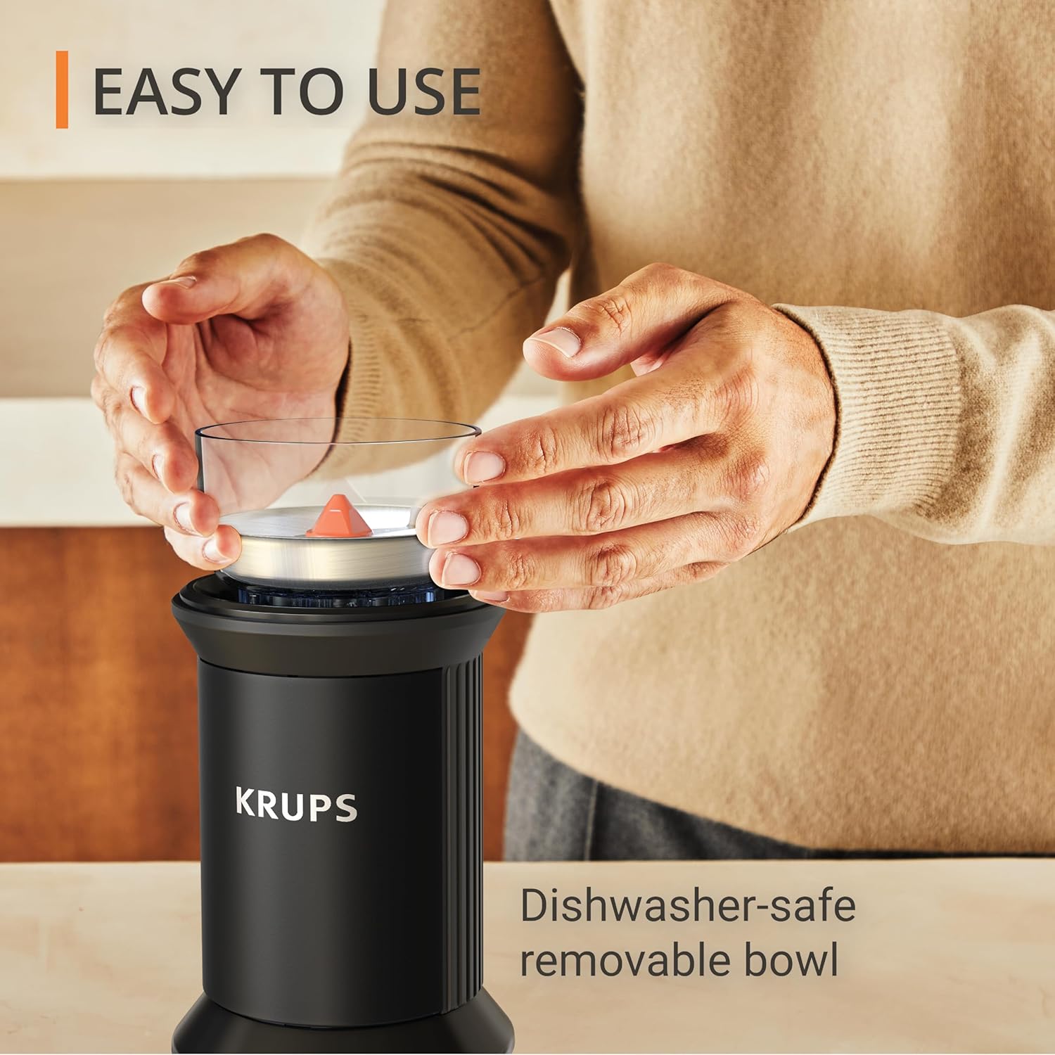 Electric Blade Coffee Grinder 1.6 Oz, Adjustable Coarse to Fine for the Perfect Espresso, Grind Coffee Beans, Spices & Herbs, Removable Dishwasher Safe Bowl, Black