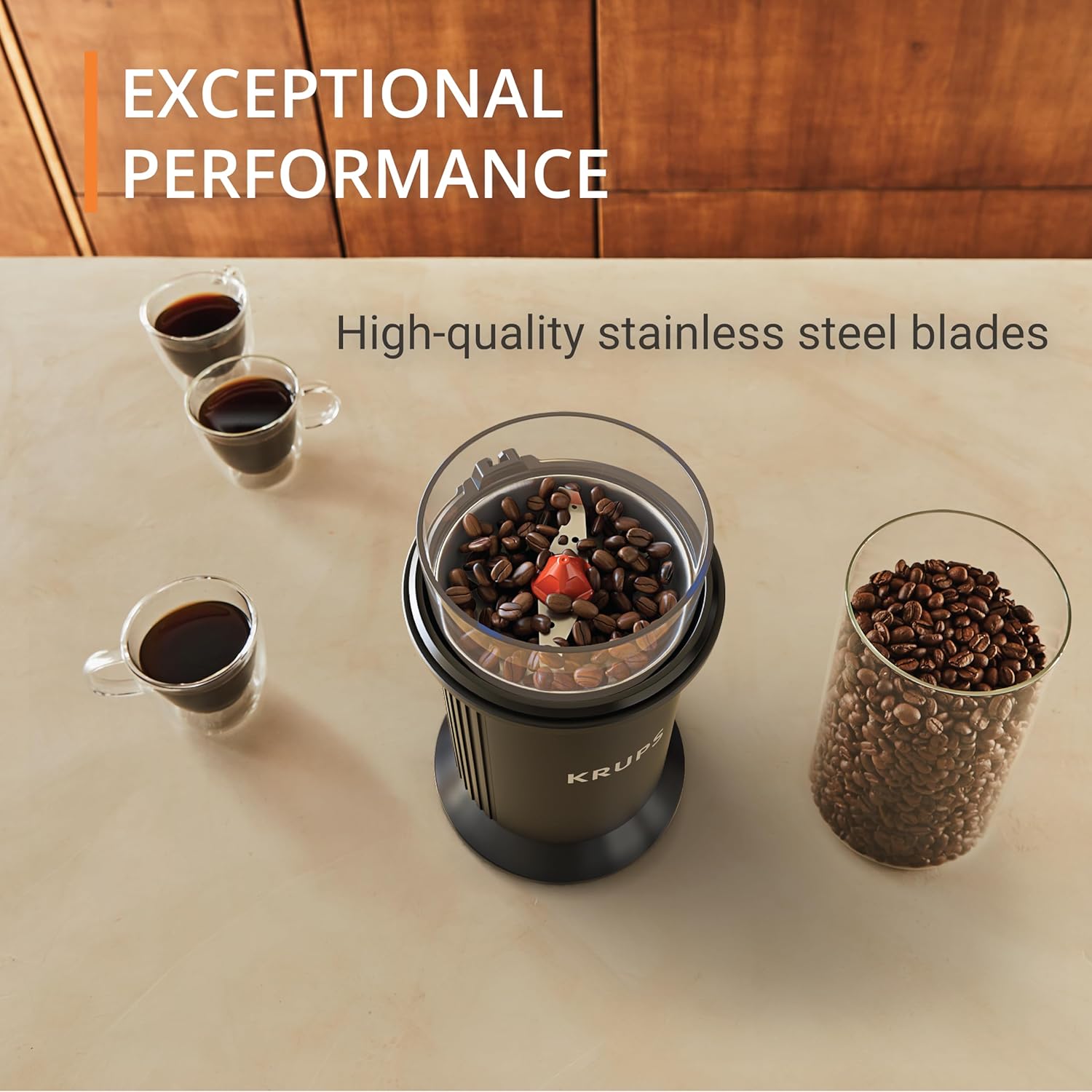 Electric Blade Coffee Grinder 1.6 Oz, Adjustable Coarse to Fine for the Perfect Espresso, Grind Coffee Beans, Spices & Herbs, Removable Dishwasher Safe Bowl, Black