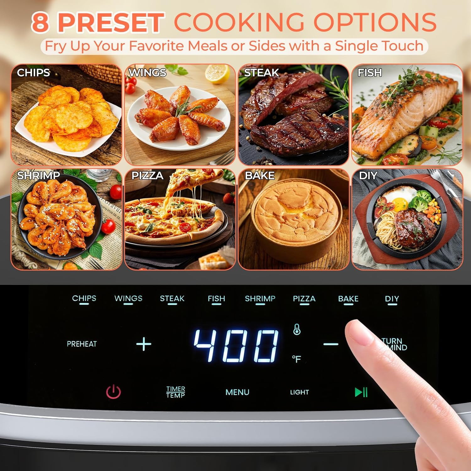 Air Fryer，4QT Small AirFryer with Easy View Window and Interior Light, Digital Touchscreen with 8 Presets for Custom Cooking, Nonstick and Dishwasher Safe Basket