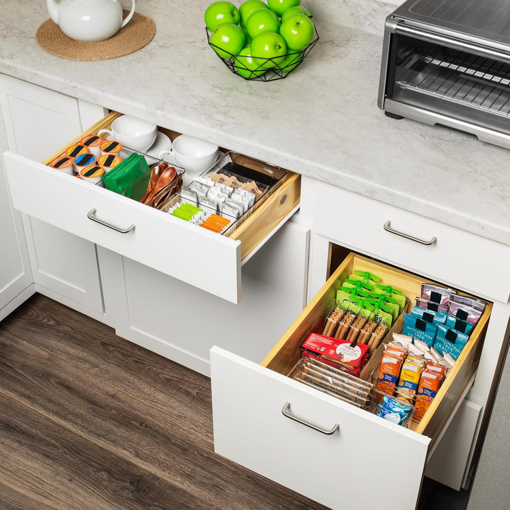 Pantry Organization and Storage Bins with Removable Dividers & Lids – Perfect Pantry Organizers or Kitchen Organization – Refrigerator Organizer Bins, Cabinet Organizers, 2 Pack