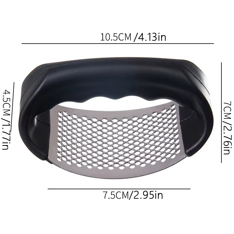Garlic press rocker, crusher, mincer tool stainless steel with a Garlic Peeler, spatula, and Brush extract more Garlic Paste. The Garlic Mincer Tool Squeezes, Extracts, Crushes