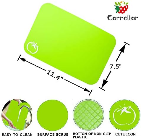 Small Flexible Plastic Cutting Board Mats, Cutting Boards Mats With Food Icons, Gripped Back and Dishwasher Safe, Set of 4 (7.5x11.4inch)