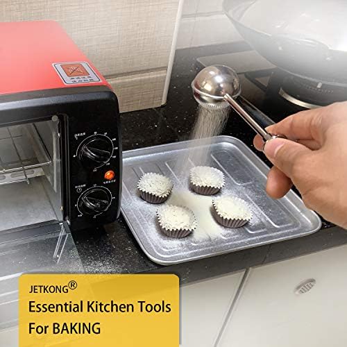 Powdered Sugar Shaker Duster Flour Dispenser Shaker with 18/8 Stainless Steel Spring-operated Handle for Sugar Flour and Spices