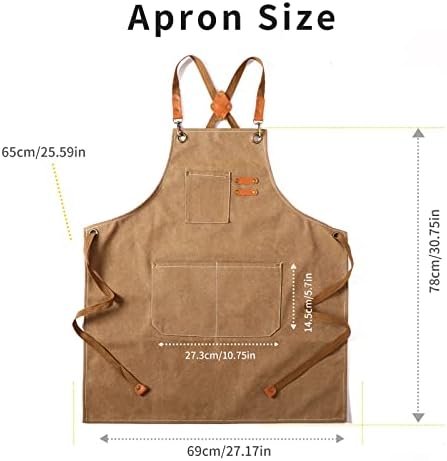 Tosewever Canvas Cross Back Chef Cotton Aprons for Men Women with Large Pockets