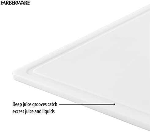 Extra-Large Plastic Cutting Board, Dishwasher- Safe Poly Chopping Board for Kitchen Meal Prep with Easy Grip Handle, 12-inch by 18-inch, White