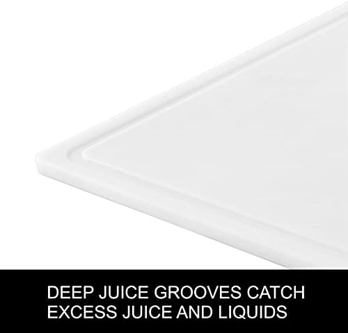 Extra-Large Plastic Cutting Board, Dishwasher- Safe Poly Chopping Board for Kitchen Meal Prep with Easy Grip Handle, 12-inch by 18-inch, White