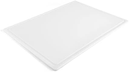 Extra-Large Plastic Cutting Board, Dishwasher- Safe Poly Chopping Board for Kitchen Meal Prep with Easy Grip Handle, 12-inch by 18-inch, White