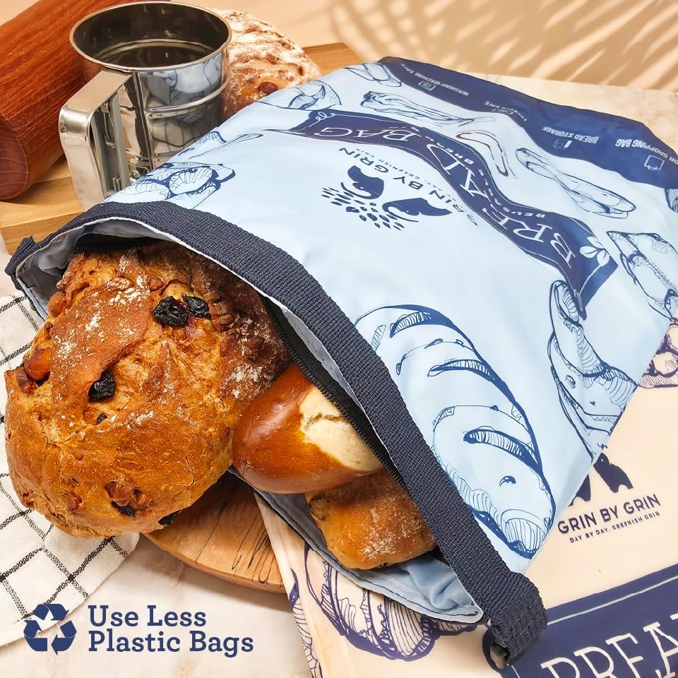 Bread Bags 2 Pack Reusable Zipper Bags for Homemade Bread Sourdough Extra Large Freezer Storage