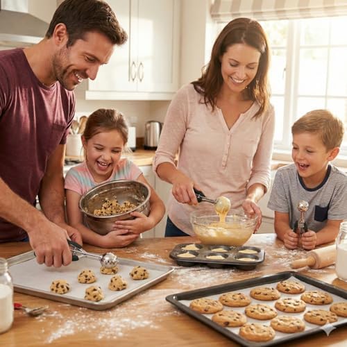 Cookie Scoop Set, 3Pcs Ice Cream Scoop, Cookie Scoops for Baking Set of 3, 18/8 Stainless Steel Cookie Scooper for Baking, Ice Cream Scooper with Trigger Release, Cookie Dough Scoop with Non-slip Grip