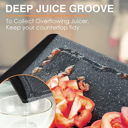 Extra Large Cutting Boards, Plastic Cutting Boards for Kitchen (Set of 3) Cutting Board Set Dishwasher Chopping Board with Juice Grooves Easy-Grip Handles, Dark Grey