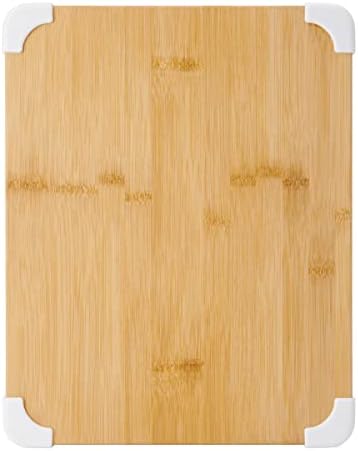 Nonslip Bamboo Cutting Board with Juice Groove, 11x14 Inch, White