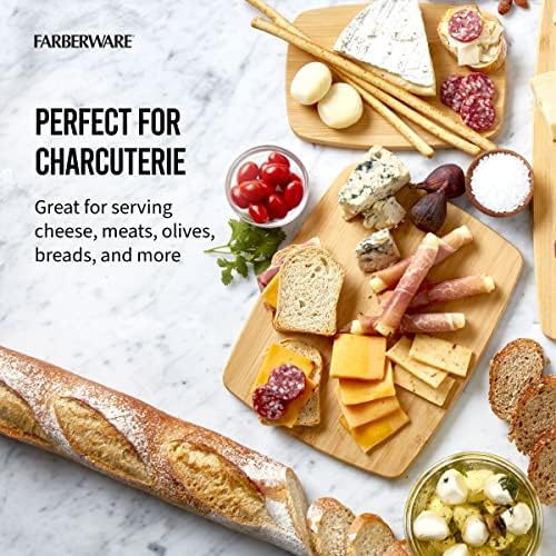 4-Piece Reversible Bamboo Cutting Board and Charcuterie Set, Assorted Sizes, Durable Wood Serving Boards for Cheese, Meats, and Prep
