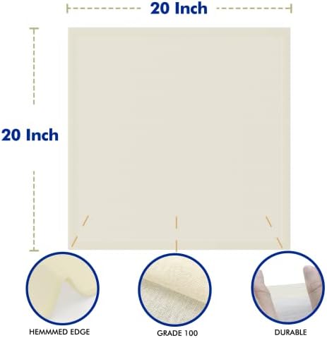 8 PCS Reusable Cheesecloth, Grade 100, 20x20 Inch Hemmed Cheese Cloth for Straining Craft, 100% Cotton Unbleached Cloth Strainer for Cooking, Baking, Juicing, Cheese Making