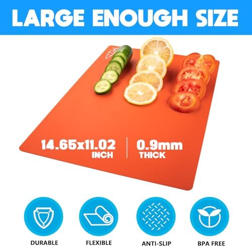 10 Pieces Flexible Cutting Boards, BPA Free Plastic Cutting Boards for Kitchen, Non Slip Cutting Mat for Meat and Vegetables