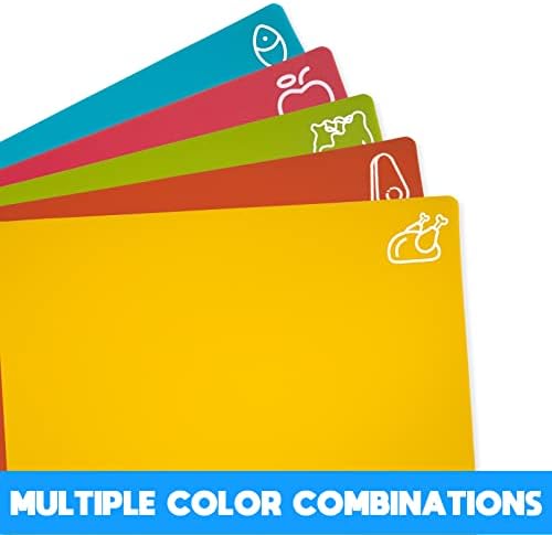 10 Pieces Flexible Cutting Boards, BPA Free Plastic Cutting Boards for Kitchen, Non Slip Cutting Mat for Meat and Vegetables