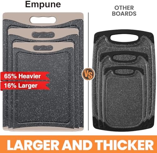 Extra Large Cutting Boards, Plastic Cutting Boards for Kitchen (Set of 3) Cutting Board Set Dishwasher Chopping Board with Juice Grooves Easy-Grip Handles, Almond Gray