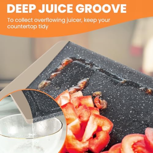 Extra Large Cutting Boards, Plastic Cutting Boards for Kitchen (Set of 3) Cutting Board Set Dishwasher Chopping Board with Juice Grooves Easy-Grip Handles, Almond Gray