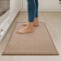 Kitchen Rugs Mat Non Slip Washable, Super Absorbent Kitchen Mats for Floor, Rubber Backing Soft Braided Standing Floor Mats Sink Mat Runner Rug, Easy to Clean and Maintain, Brown 17"x30"