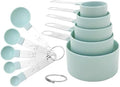 Measuring Cups and Spoons Set, 10-Piece Stackable Kitchen Tools with Stainless Steel Handles, Nesting Measurement Gadgets for Cooking & Baking (mint green)