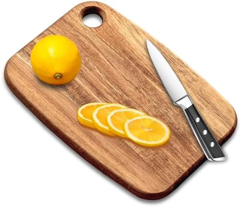 Mini Acacia Wood Cutting Board with Hanging Hole,6.5x9"Small Wooden cutting board-Rectangular Charcuterie Board-Cheese Cutting Board-Serving Board.BPA Free For Vegetables,Fruit,Bread,Meat