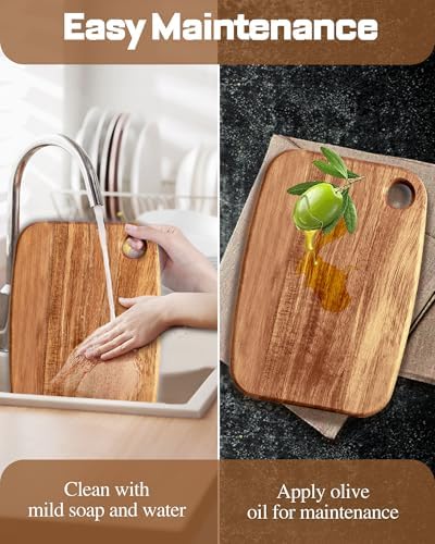 Mini Acacia Wood Cutting Board with Hanging Hole,6.5x9"Small Wooden cutting board-Rectangular Charcuterie Board-Cheese Cutting Board-Serving Board.BPA Free For Vegetables,Fruit,Bread,Meat