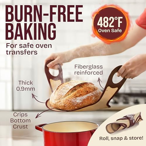 Superbaking Sourdough Starter Kit, 9" Round Banneton Bread Proofing Basket Set, Sourdough Bread Baking Supplies, Sourdough Tools with Silicone Bread Sling, Bread Making Tools, Baking Gifts