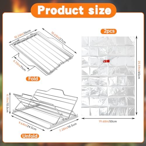 ‌Adjustable Chicken & Turkey Roasting Rack - Non-Stick Roasting and Cooling Rack, Foldable, Stainless Steel V-Shaped Stand for Turkey Chicken Outdoor Indoor Grilling Oven/Grill