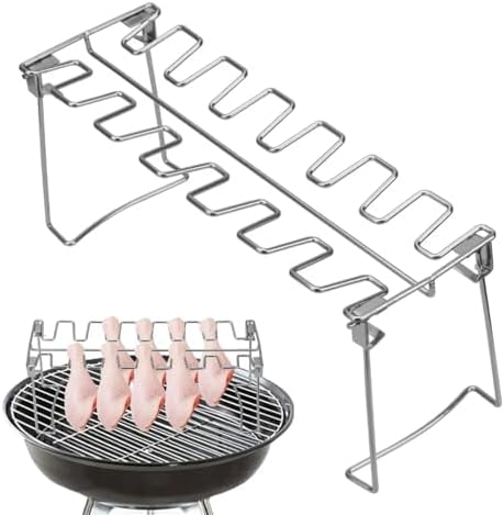 Chicken Leg Rack for Grill 2PCS Barbecue Rib Stainless Steel Roast Rack Roast Chicken Leg Rack Non-Stick Grilling BBQ Chicken Wing Leg Rack