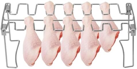 Chicken Leg Rack for Grill 2PCS Barbecue Rib Stainless Steel Roast Rack Roast Chicken Leg Rack Non-Stick Grilling BBQ Chicken Wing Leg Rack