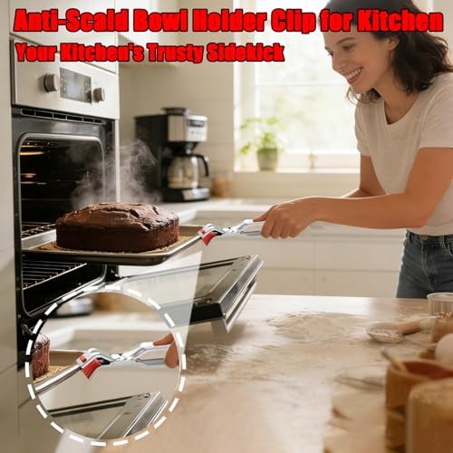 2Pcs Stainless Steel Hot Plate Gripper Tongs, Anti Scald Bowl Holder Clip Tool, Silicone Anti-Slip Heat Insulation Pplate Gripper, for Microwave, Pizza Pan, Toaster, Air Fryer, Oven