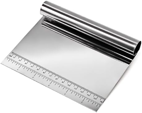 Dough Pastry Scraper Stainless Steel Bench Scraper with Measuring Scale Multipurpose for Butter, Cake, Onion, Vegetable, Pizza Cutter - Pastry Bread Separator