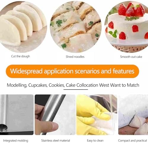 Dough Pastry Scraper Stainless Steel Bench Scraper with Measuring Scale Multipurpose for Butter, Cake, Onion, Vegetable, Pizza Cutter - Pastry Bread Separator