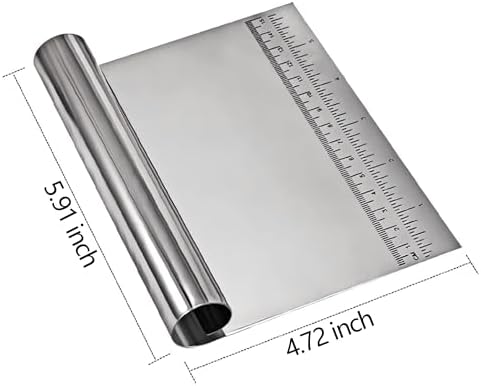Dough Pastry Scraper Stainless Steel Bench Scraper with Measuring Scale Multipurpose for Butter, Cake, Onion, Vegetable, Pizza Cutter - Pastry Bread Separator