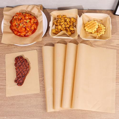 50PCS Parchment Paper Baking Sheets 8X6in Non-Stick Precut Baking Parchment Wax Paper Aheets for Cookie Air Fryer Grilling Oven Bread Burger Supplies