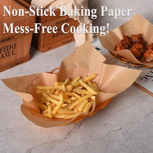 50PCS Parchment Paper Baking Sheets 8X6in Non-Stick Precut Baking Parchment Wax Paper Aheets for Cookie Air Fryer Grilling Oven Bread Burger Supplies