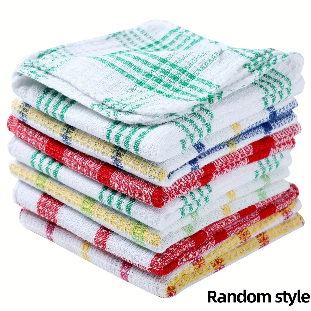 Plaid Kitchen Towels Set (3/5/10/12 PCS) – Double-Sided Non-Shedding Dish Cloths, Ultra Absorbent Dishwashing & Household Cleaning Towels