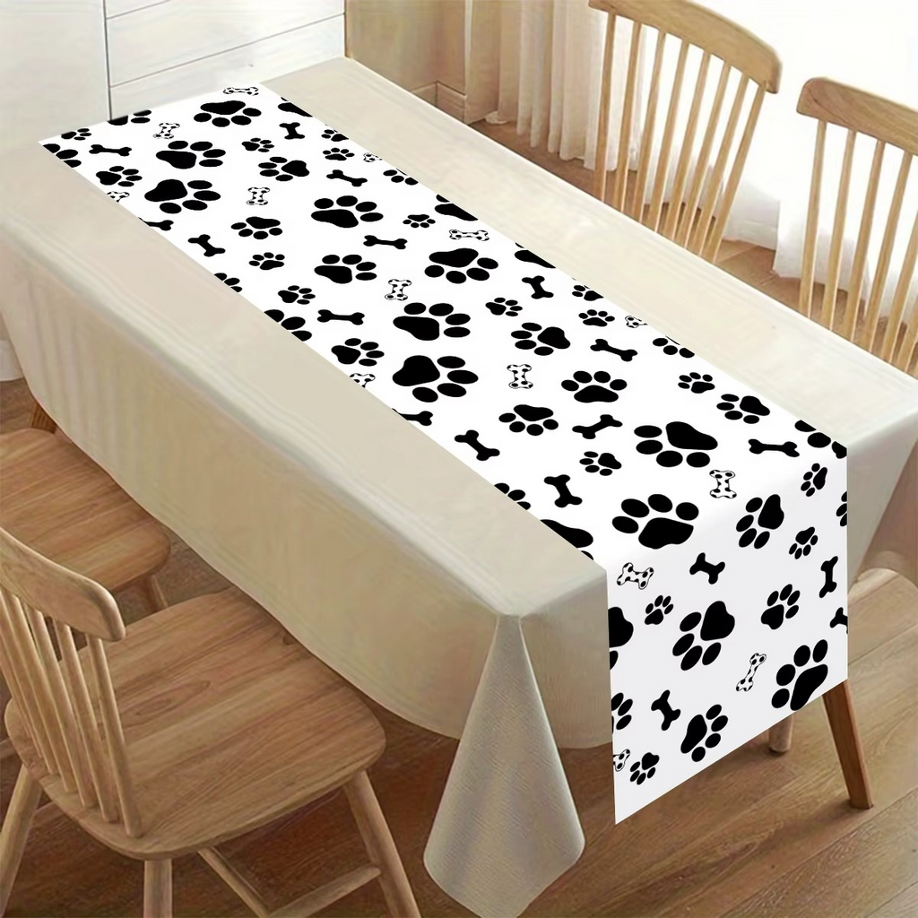 Black & White Checkered Table Runner – Soccer Party Polyester Table Cover for Kitchen, Birthday Party & Picnic Decoration