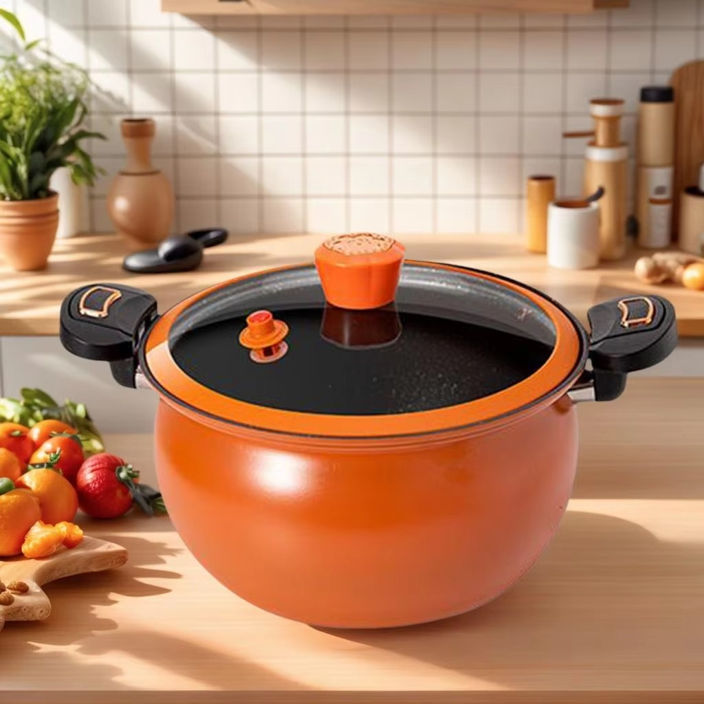 Pressure Cooker Kitchen Cooking Pot Fast Heating Non Stick with See Through Lid for Boil Cook Soup Food Home Induction Stoves