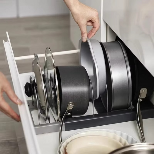 2025 New Pot Lid Storage Rack – Cabinet Drawer Organizer for Cookware, Kitchen Lid & Pan Holder Storage Solution