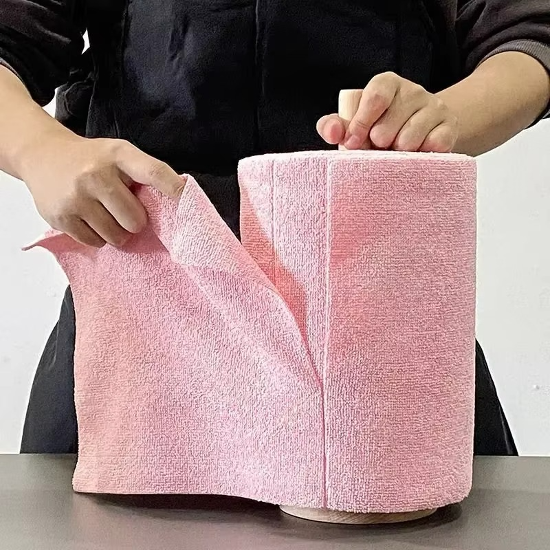 Reusable Microfiber Cleaning Wipe Roll – 20 Sheets Household Kitchen Cloth, Washable Dish Rags, Eco-Friendly Paper Towel Replacement for Multi-Surface Cleaning