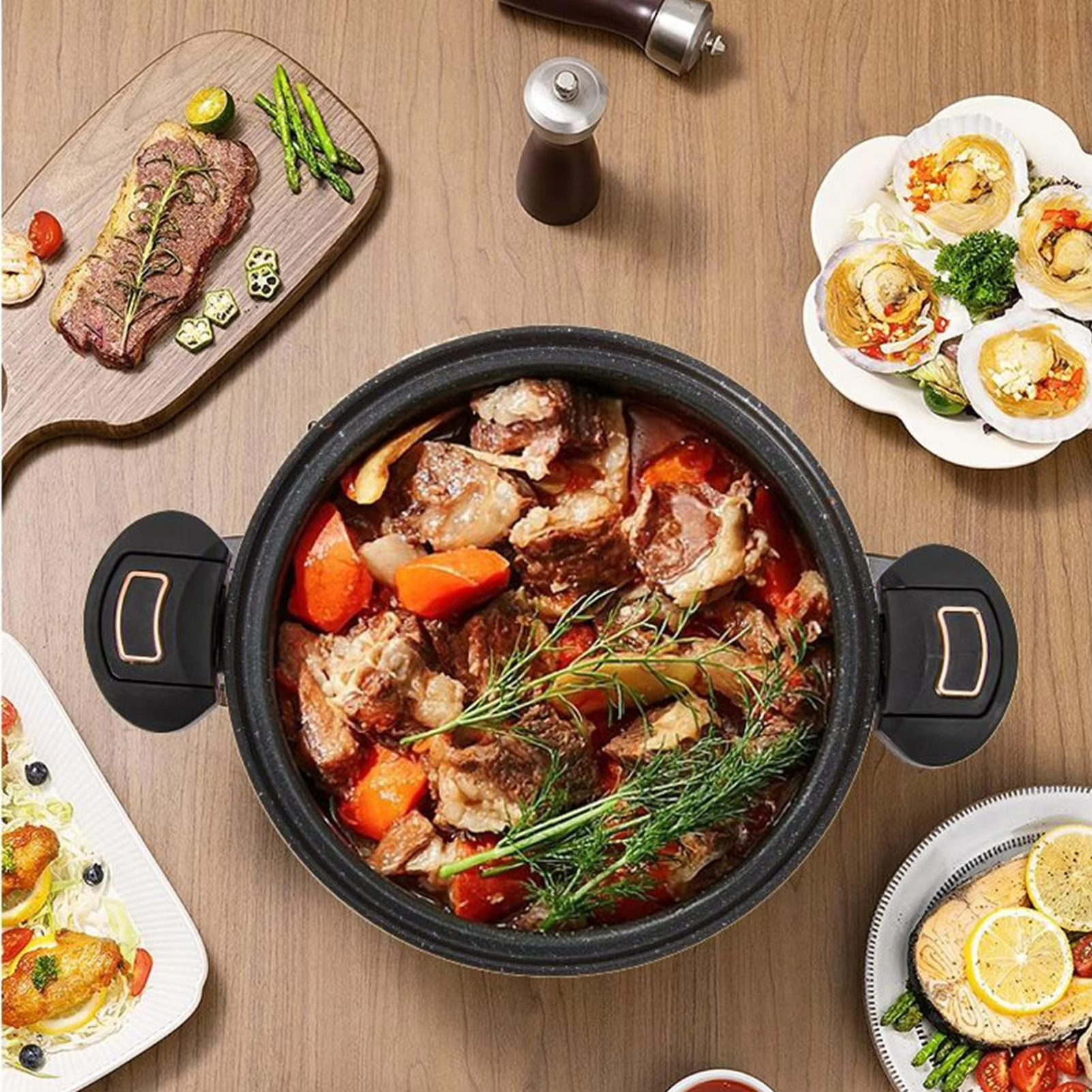 Pressure Cooker Kitchen Cooking Pot Fast Heating Non Stick with See Through Lid for Boil Cook Soup Food Home Induction Stoves