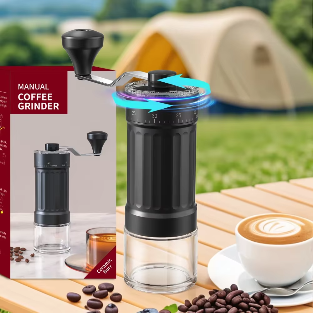 Mini Manual Coffee Grinder – 40 Adjustable Settings Hand Coffee Mill, 30g Portable Conical Burr Grinder for Espresso & Pour Over
