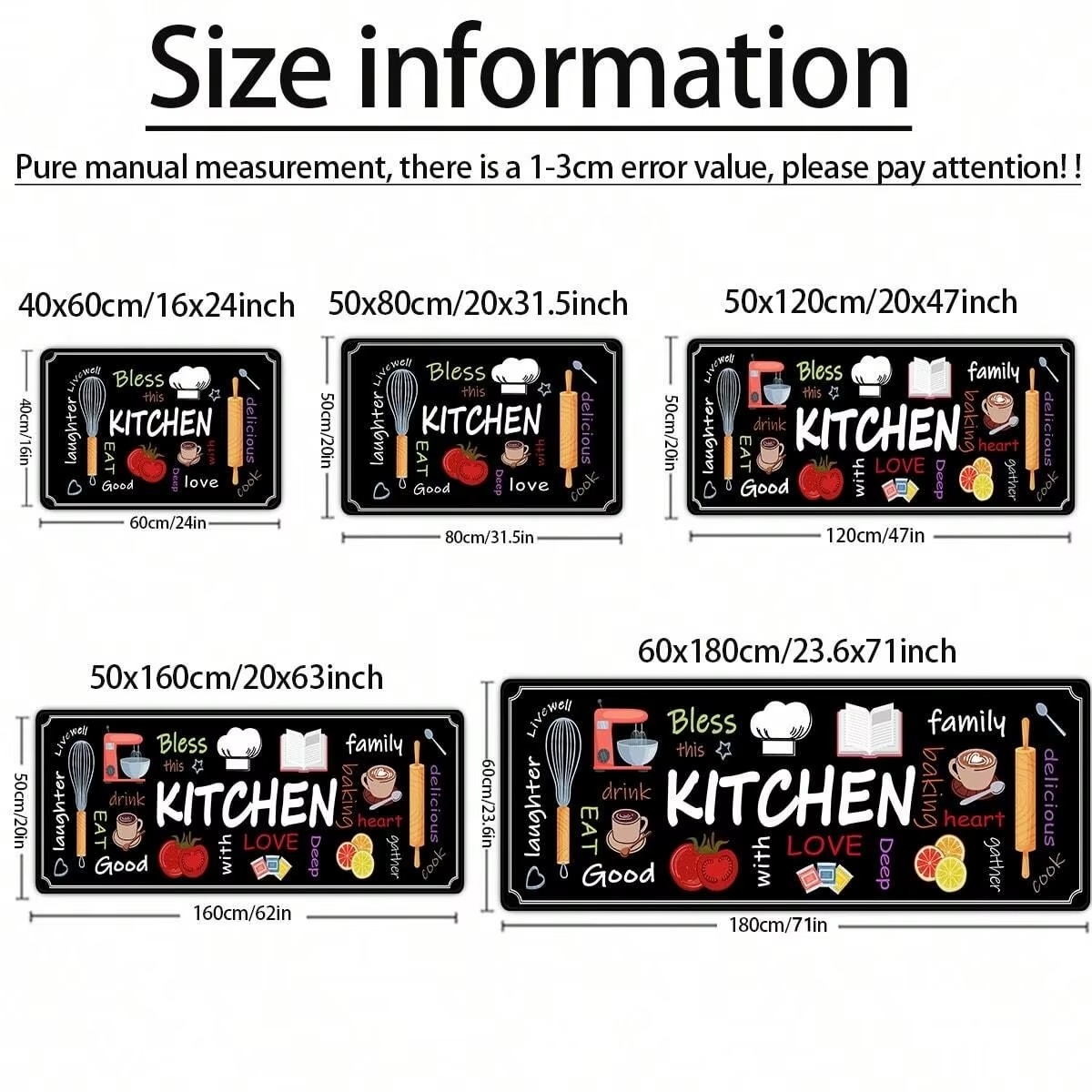 1/2 Pcs Kitchen Printed Floor Mat – Durable & Wear-Resistant Kitchen Rug Set – Non-Slip Home Floor Carpet for Kitchen, Laundry Room, Bathroom & Home Décor