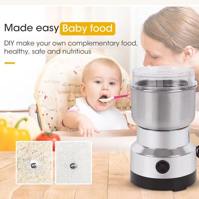 Mini Electric Grinder 300ML – Ultrafine Coffee, Spice & Grain Grinder with 2/4 Blades, Baby Food Pulverizer for Kitchen Use