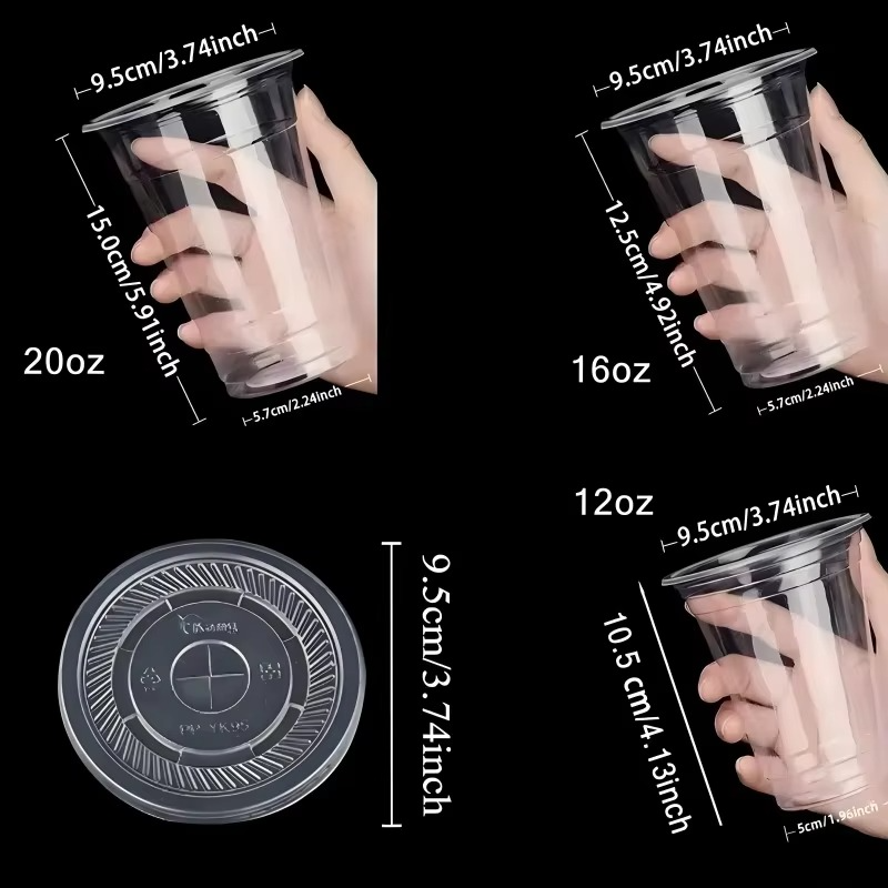 Pack 16 oz Plastic Cups with Lids and Straws, Clear Disposable Plastic Cups, Heavy Duty Iced Coffee Cups with Leak-Resistant Lids, Cold Drink Cups for Smoothies, Juice, Soda & Party To Go