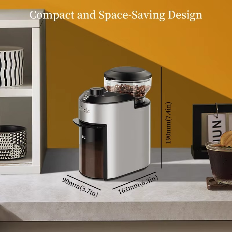 200W Automatic Burr Coffee Grinder – Electric Coffee Bean Grinder with 28 Precise Grind Settings, Stainless Steel Grinding Machine