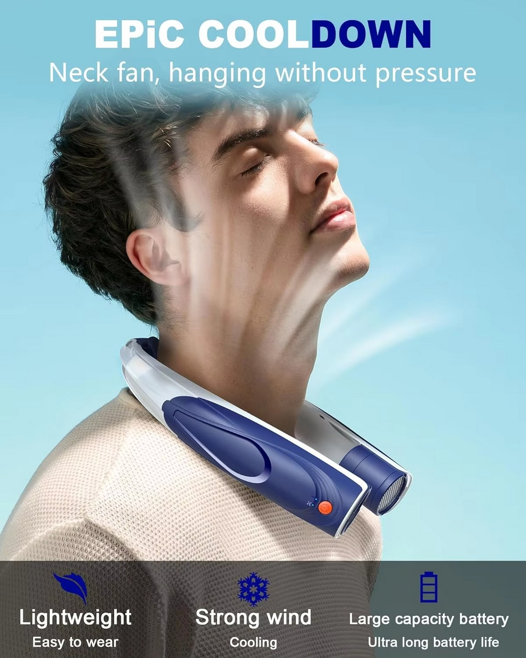 Portable Neck Fan - 6000mAh Rechargeable Personal Fan with 6 Speeds, 360° Cooling Surround Airflow, 20H Long Battery Life Hands-Free Wearable Fan for Outdoor Travel, Office, and Sports