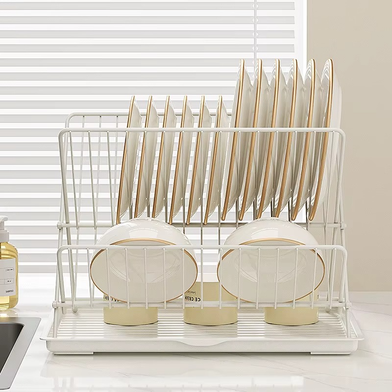 Foldable X-Shape Dish Drying Rack – 2 Tier Countertop Dish Drainer for Plates, Bowls & Kitchen Tableware Holder