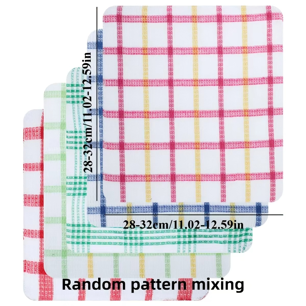 Plaid Kitchen Towels Set (3/5/10/12 PCS) – Double-Sided Non-Shedding Dish Cloths, Ultra Absorbent Dishwashing & Household Cleaning Towels